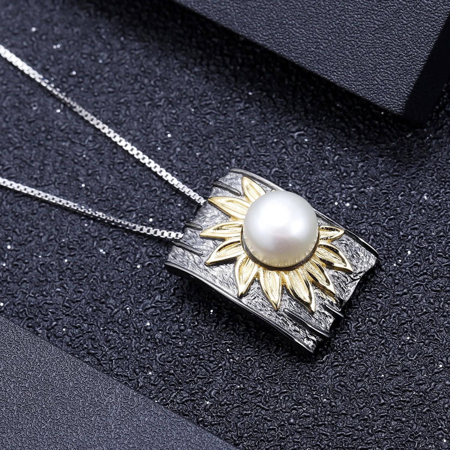 genuine Luxury brand real jewels Designer sense pearl pendant natural wind sunflower flower 925 Silver Natural Freshwater Pearl