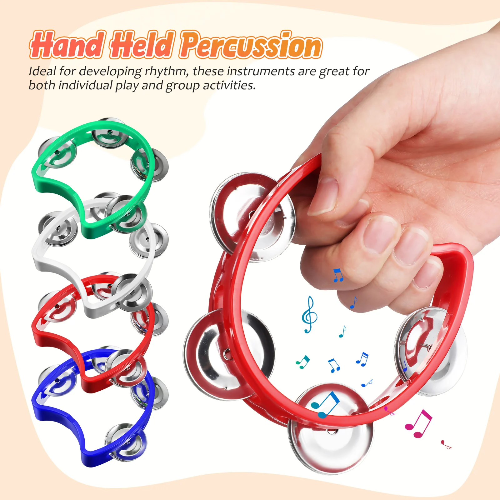 8 Uds Mini Kit Shaker pandereta medio instrumento Musical tambor música juguete plástico percusión panderetas niños