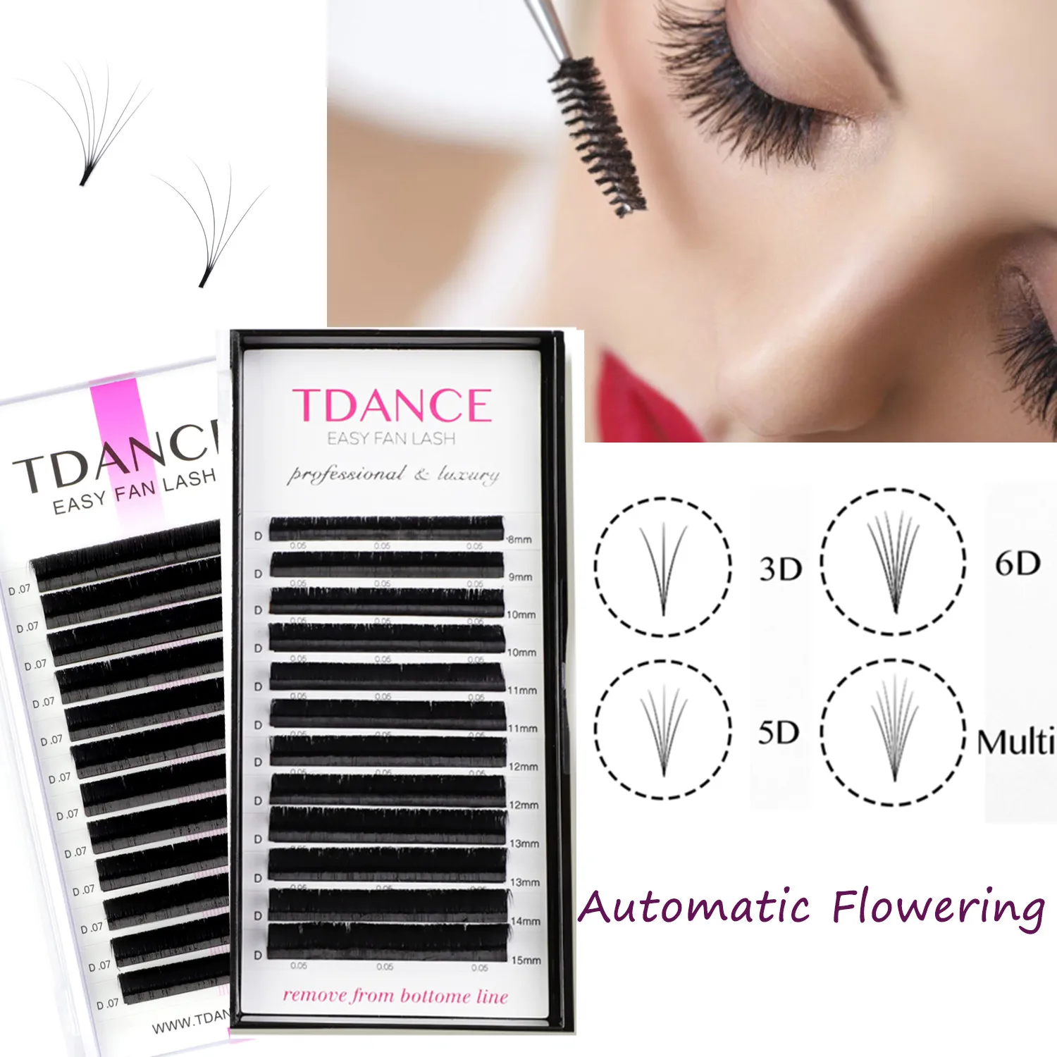 TDANCE Individual Easy Fan Eyelashes Extention Faux Mink Soft Natural Volume Makeup Fast Blooming False Lash Growth Lift Beauty