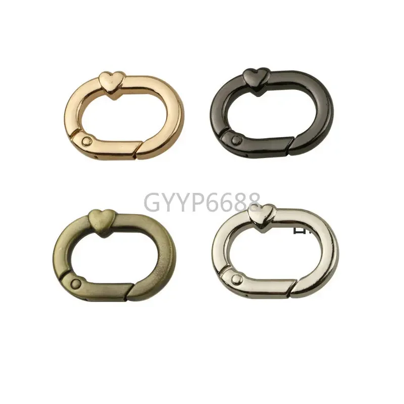 10-50-100PCS 20MM Metal Oval Ring With Heart-shaped Buckle For Bag Belt Strap Open Keychain Carabiner Connector Hook Accessories