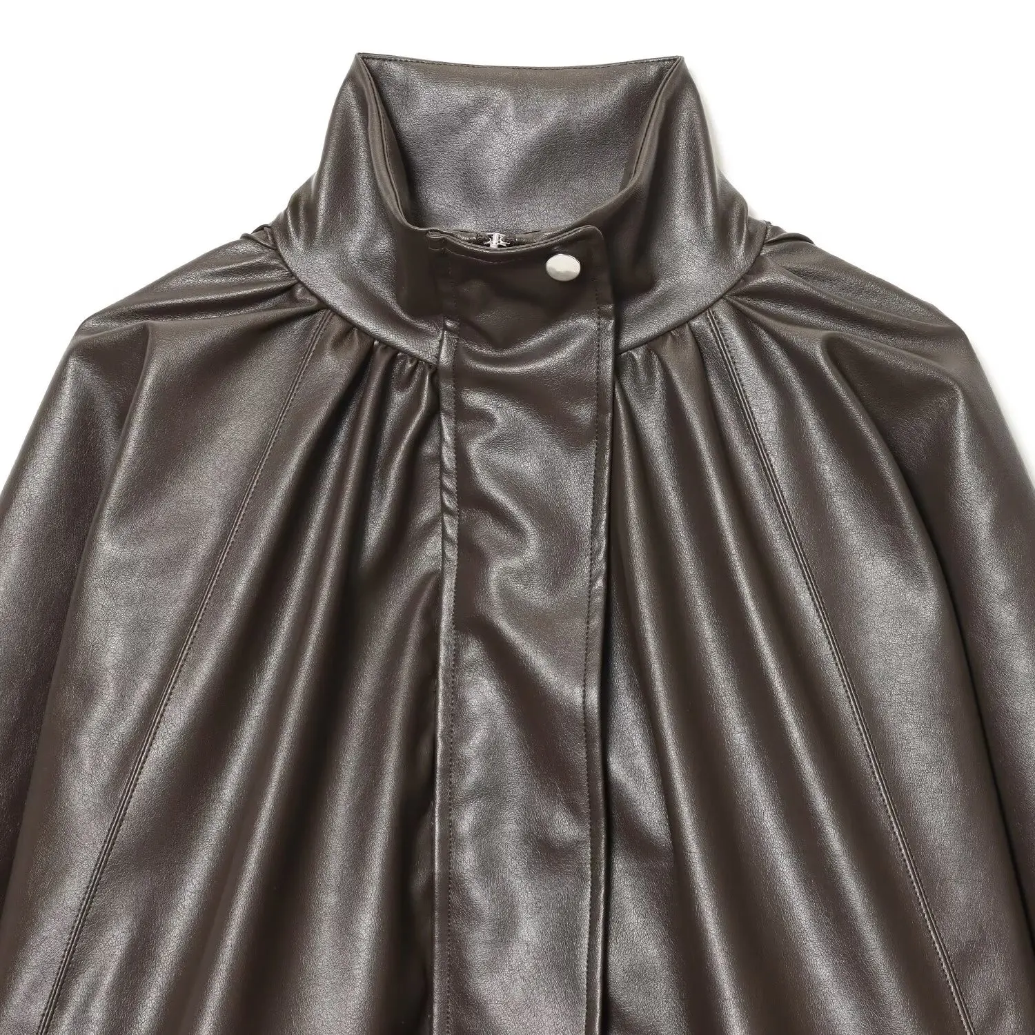 معطف Jaet ذو تأثير جلدي أنيق للنساء لخريف جديد من جلد البولي يوريثان ملابس خارجية متعددة الاستخدامات بسحاب للإغلاق... #2