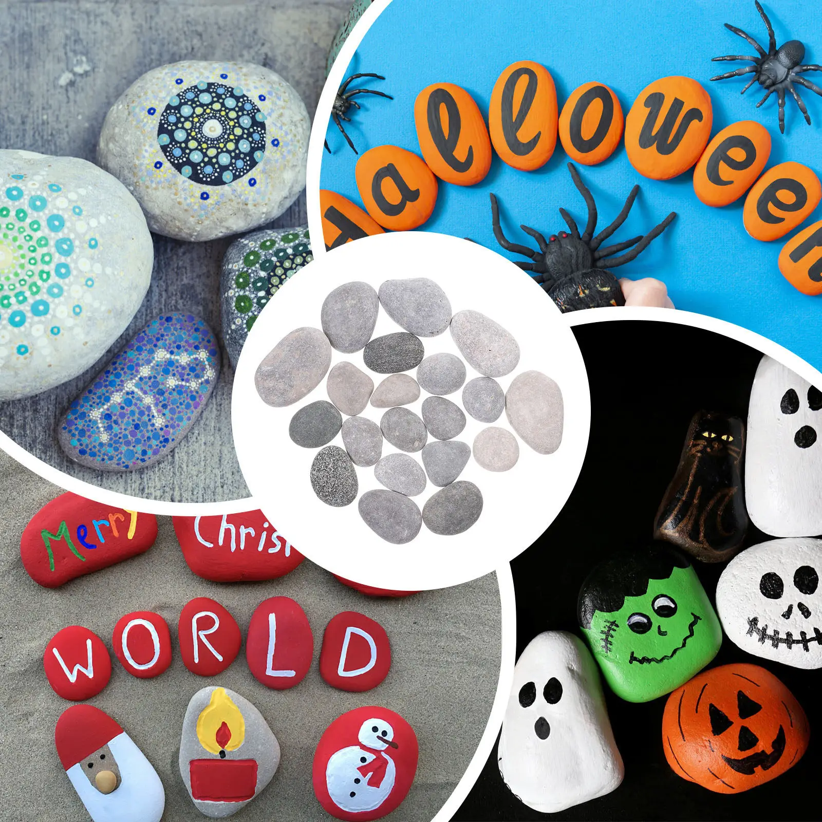 15Pcs DIY Painting Rocks Smooth Flat Stones for Kids Art Projects Crafting Drawing Graffiti and Room Decor Ornament Making