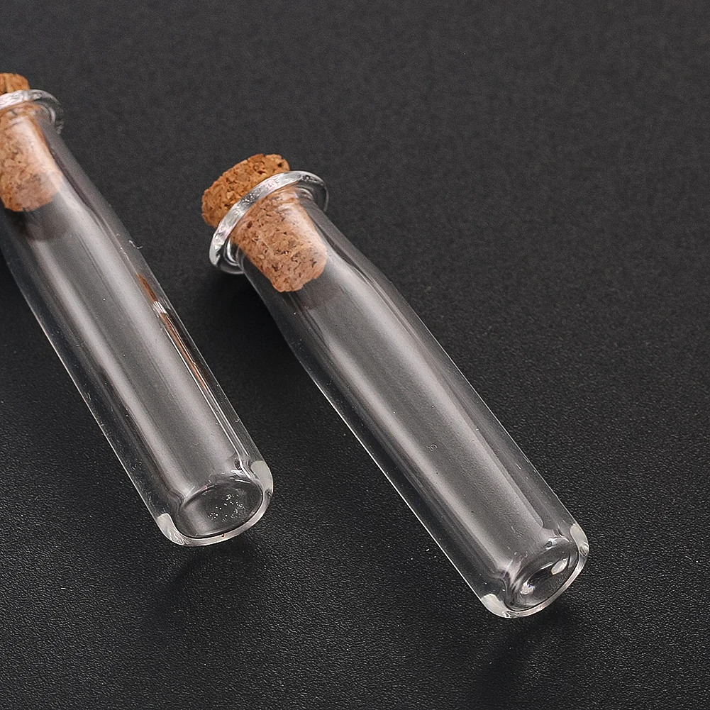 Mini Glass Test Tube with Wooden Stopper Liquid Collection Container DIY Make-A-Wish Drifting Bottle Decorative Artwork 5PCs