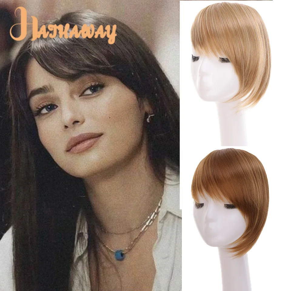 

Synthetic Side Bangs Hair Extensions Clip In Side Bangs Fake Fringe Hairpiece Temperature Black Blonde False Hair