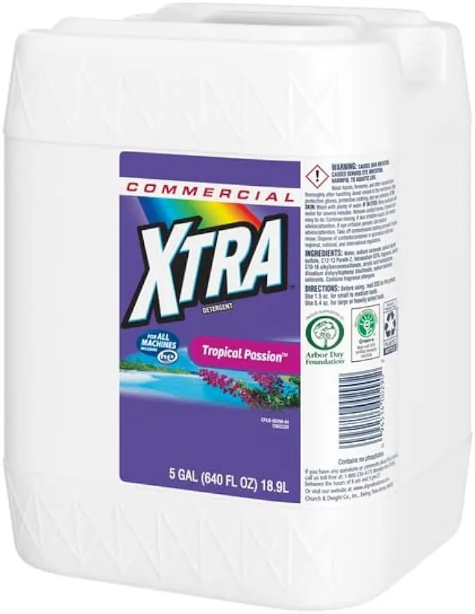 

Xtra 94514-00290 Liquid Laundry Detergent Tropical Passion 640 Oz. 5 Gallon Pail Mild Not Irritating Not Damaging