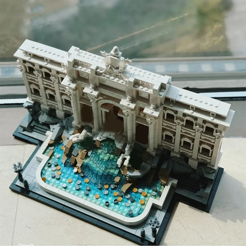 Creative Trevi Fountain Building Blocks Model World Famous City Street View Architecture Assembly Bricks Toys Gift For Kid Adult