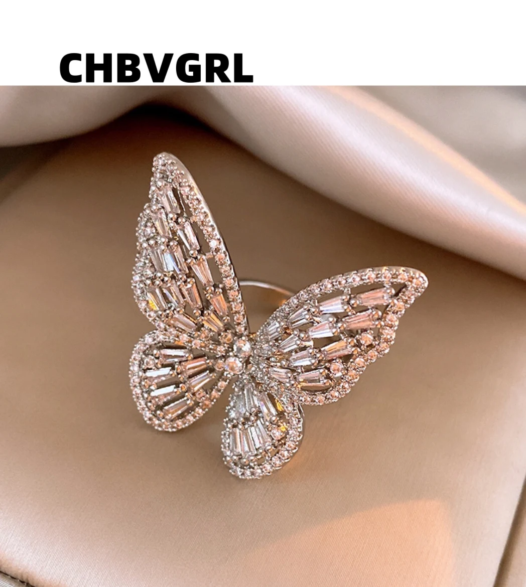 

Hot-selling luxury super fairy zircon butterfly open ring, Korean ins trending celebrity finger ring, high-end feeling accessory