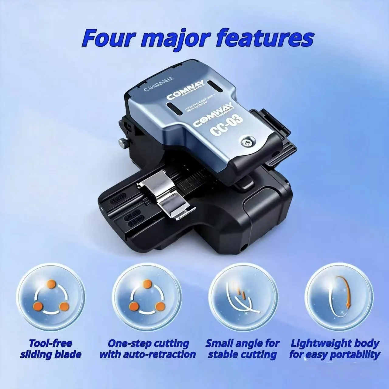 

COMWAY CC-03 Fiber Cleaver FTTH High Precision Fiber Optic Cutter Automatic Rebound 24 Blade 48000 Cuts