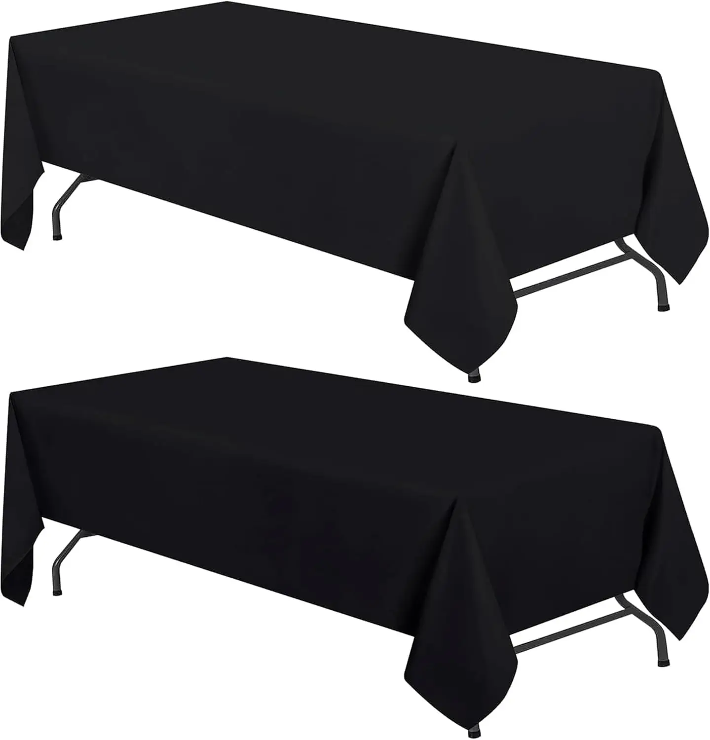 

Set of 2 Black Rectangle Tablecloth for Tables 8ft [60x126 Inch] Black Table Cloths for 8 Foot Rectangular Tables, 200 G