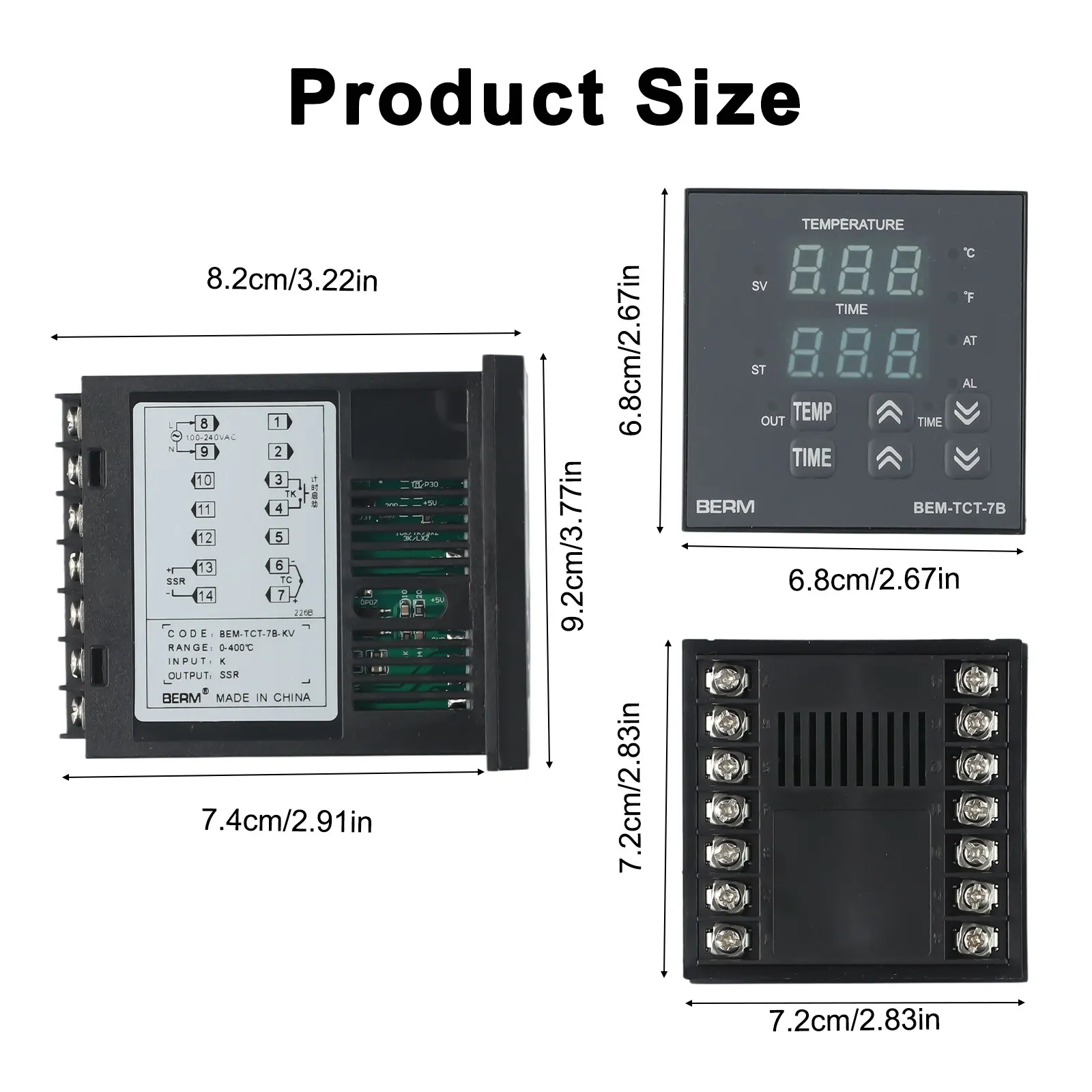 Heat Press Machine Digital Thermostat BEM-TCT-7B-KV Temperature Time Controller Time Alarm With 0-9999min Timer Control