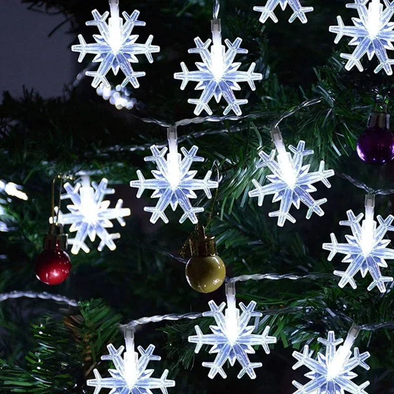 Weihnachtsbeleuchtung, Schneeflocken-Lichterkette, LED-Batterie/USB-betrieben, wasserdicht, Schneeflocken-Lichterkette für Schlafzimmer, Gartendekoration
