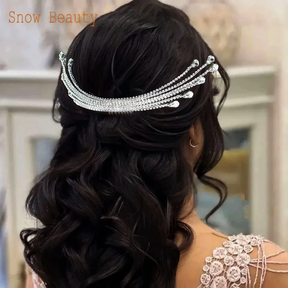 DZ038 Handmade Bridal Comb Wedding Headpiece Bride Hair Ornaments Hair Accessories for Party Crystal Rhinestones Hair Clips