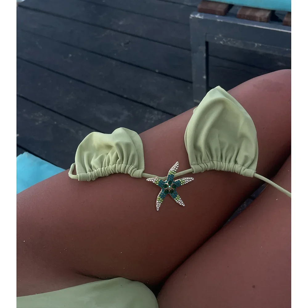 Micro Bikinis 2025 Sexy Swimsuit Women Swimwear Halter Bikini Set Colorful starfish Biquini Bathing Suit Beachwear Female