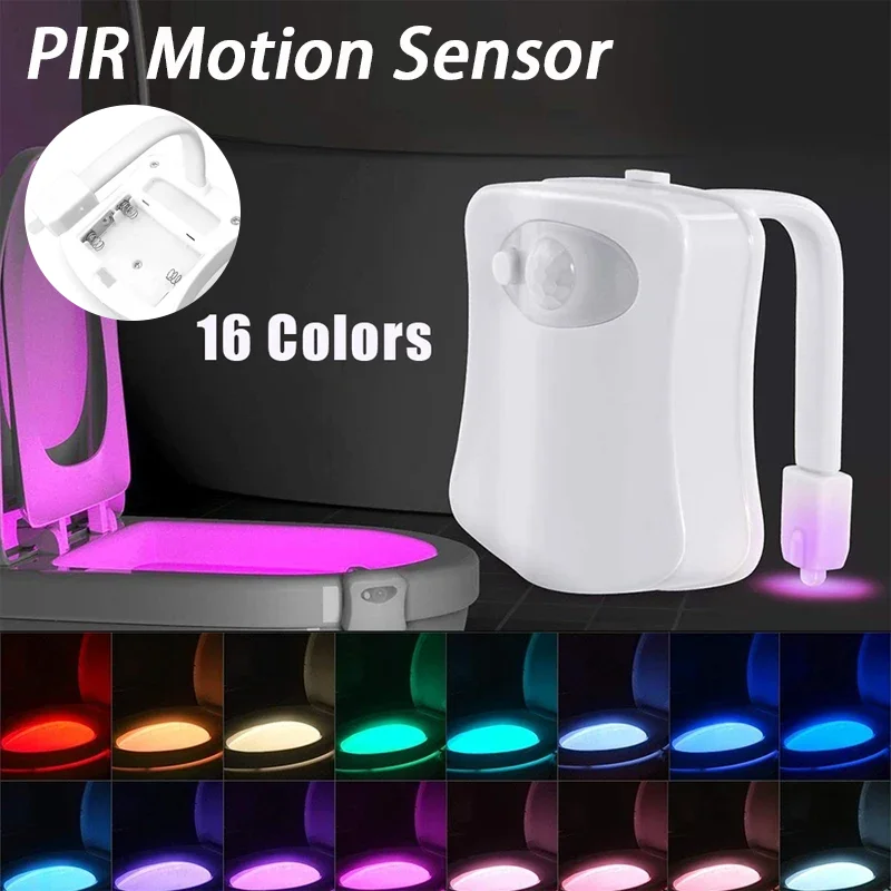 

8/16colors toilet LED light smart motion sensor toilet bowl toilet night light seat light washroom backlight bathroom decor lamp