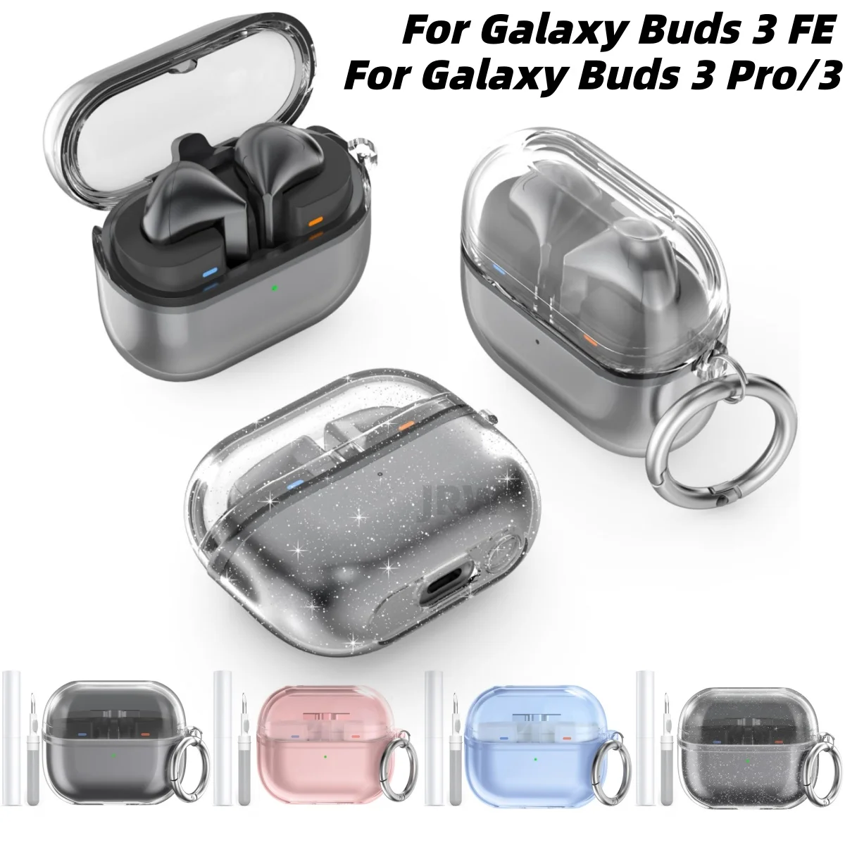 Clear Case for Samsung Galaxy Buds 3FE/Buds 3Pro /Buds 3 Soft TPU Protective Case with Keychain For Samsung Galaxy Buds 3 Series