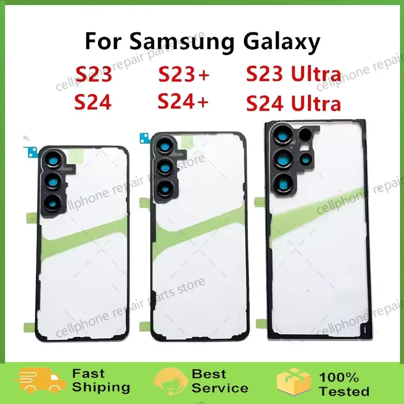 

Корпус для Samsung Galaxy S24 Ultra S23 Plus, прозрачная задняя крышка батарейного отсека, ремонтная задняя крышка + объектив камеры