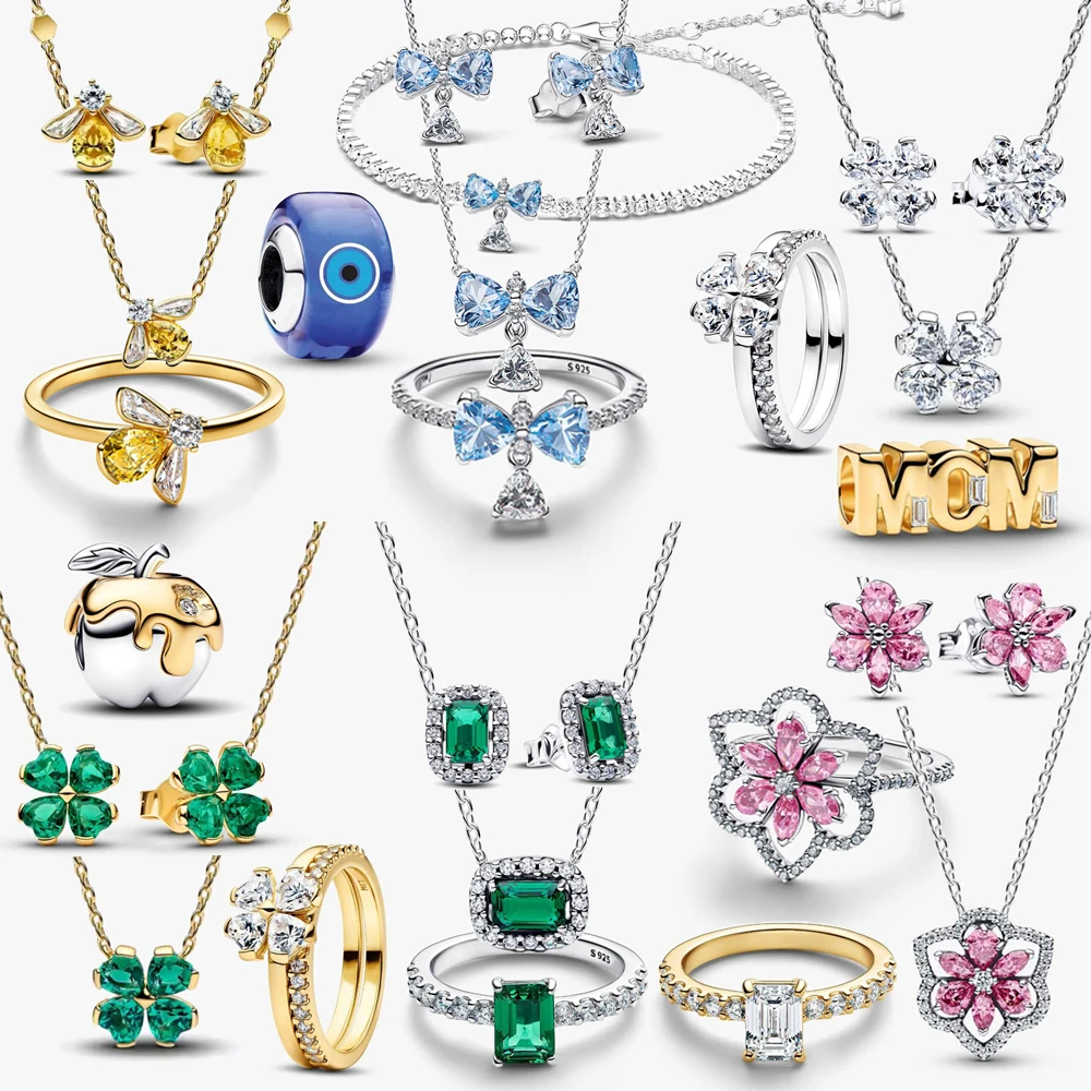 

2026 New 925 Silver Love Heart Rabbit Butterfly Bee Specimen Bead Double Color Talisman Pendant DIY Exquisite Charm Jewelry Gift