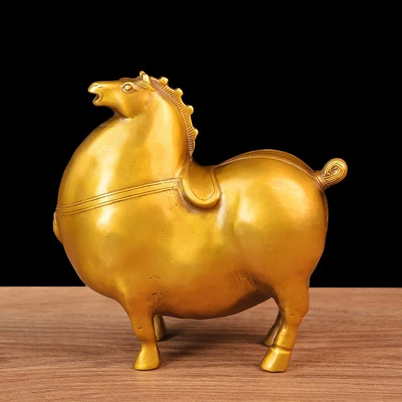 

Copper Fat Horse Statue Lucky Tang Horse Statue Office Home Decor Gift for Desk Ornament
