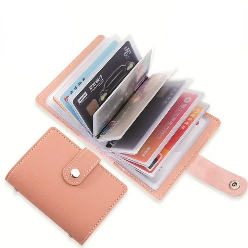 Tarjetero de cuero PU para mujer, funda para tarjetas de crédito, identificación, billetera Rfid, 26 ranuras múltiples