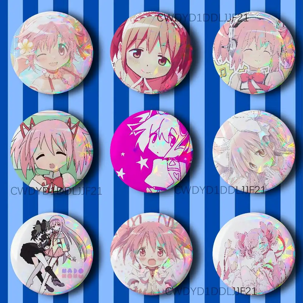 New Puella Magi M-Madoka Magica Button Pins Cool Anime Cosplay Badges Clothes Backpack Decorations Brooch Gifts