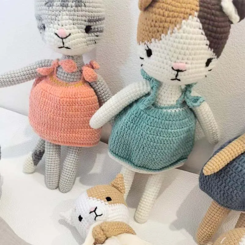 ของเล่นเด็กอ่อน ตุ๊กตาผ้าฝ้ายนุ่ม พร้อมสายคล้องจุกนม  รูปแมวถักโครเชต์  ของขวัญสำหรับเด็กแรกเกิด  สำหรับเด็กผู้ชายและเด็กผู้หญิง  ตุ๊กตานอนหลับ  ของเล่นเสริมพัฒนาการ  ชื่อสั่งทำได้