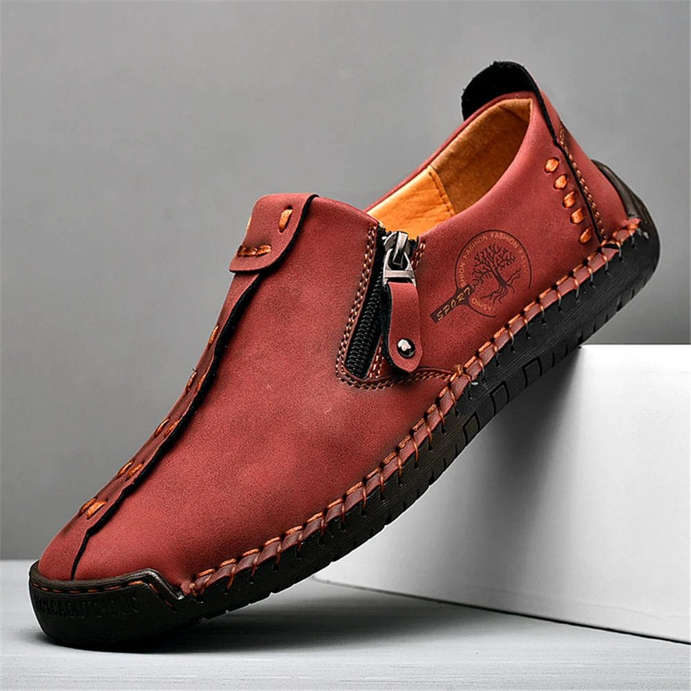 Sapatos casuais de couro masculino, tênis de direção plana, moda upscale, nova marca registrada, primavera, outono, tamanho 38-48