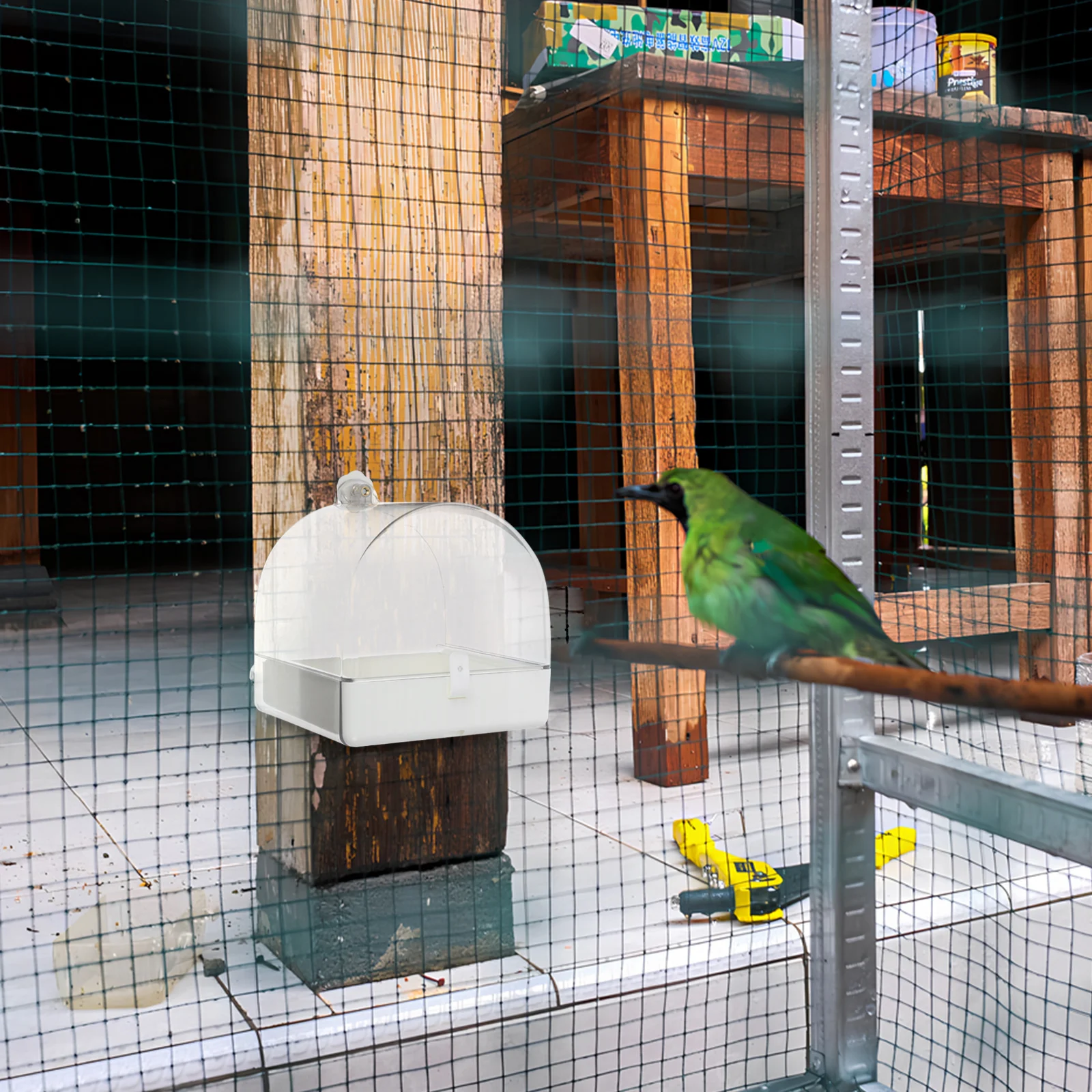 

Parrot Bath Tub Bird Birdbath Cage Shower Basin Compact Bathtub Hanging Design Suitable Sizes Parakeet Bath Box Durable Plastic