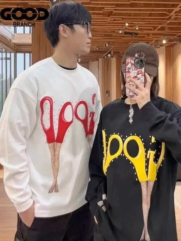 

Футболка Goodbrand Street Style с длинным рукавом, свободного кроя, базовый слой, с абстрактным узором Diamond Heat Transfer, хлопок