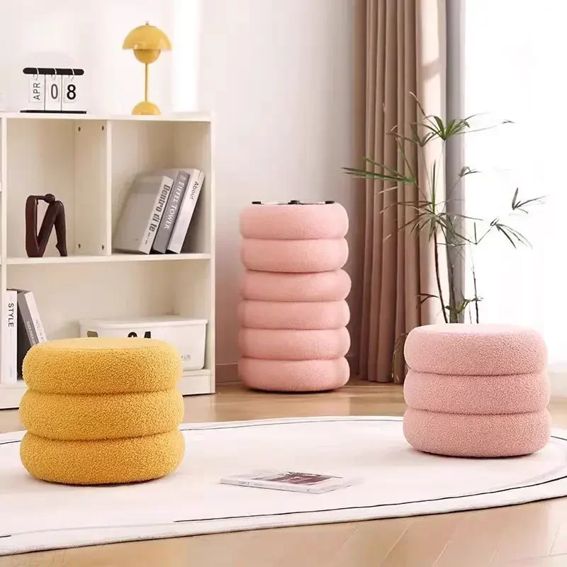 High Quality Living Room Lamb Plush Stool Family Children's Sofa Low Stool Doorstep Sitting Cushion Changing Shoes Furniture