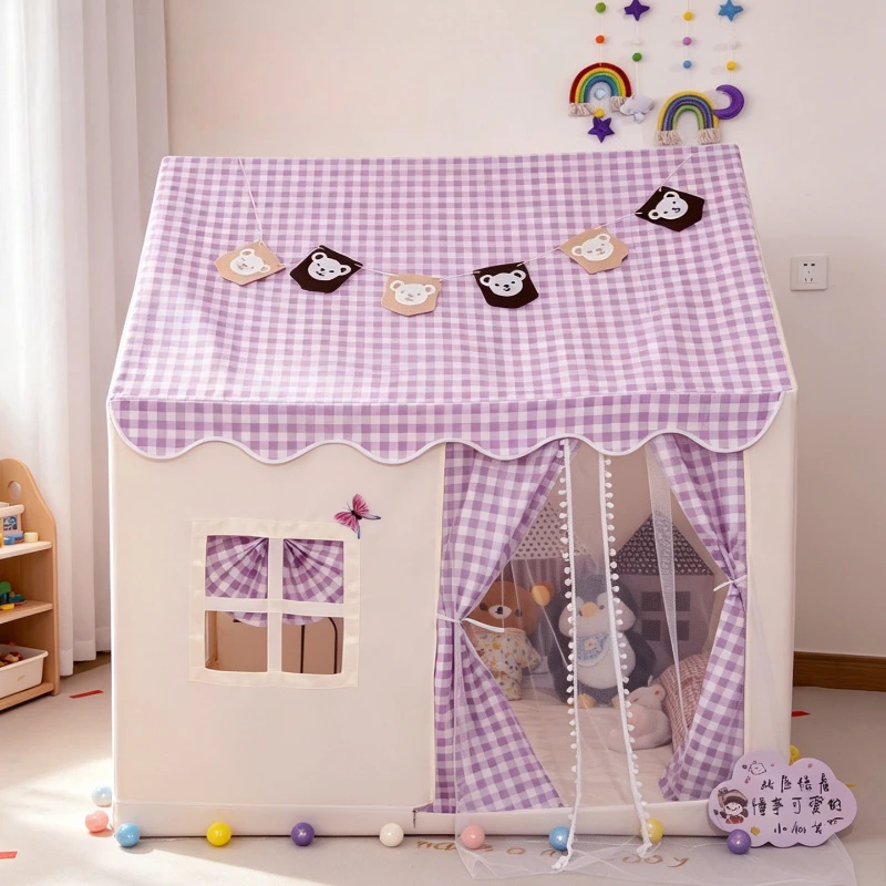childrens-tent-indoor-princess-toy-checkered-small-house-boys-girls-family-use-baby-playhouse-castle-kids-play-tent-house-gifts