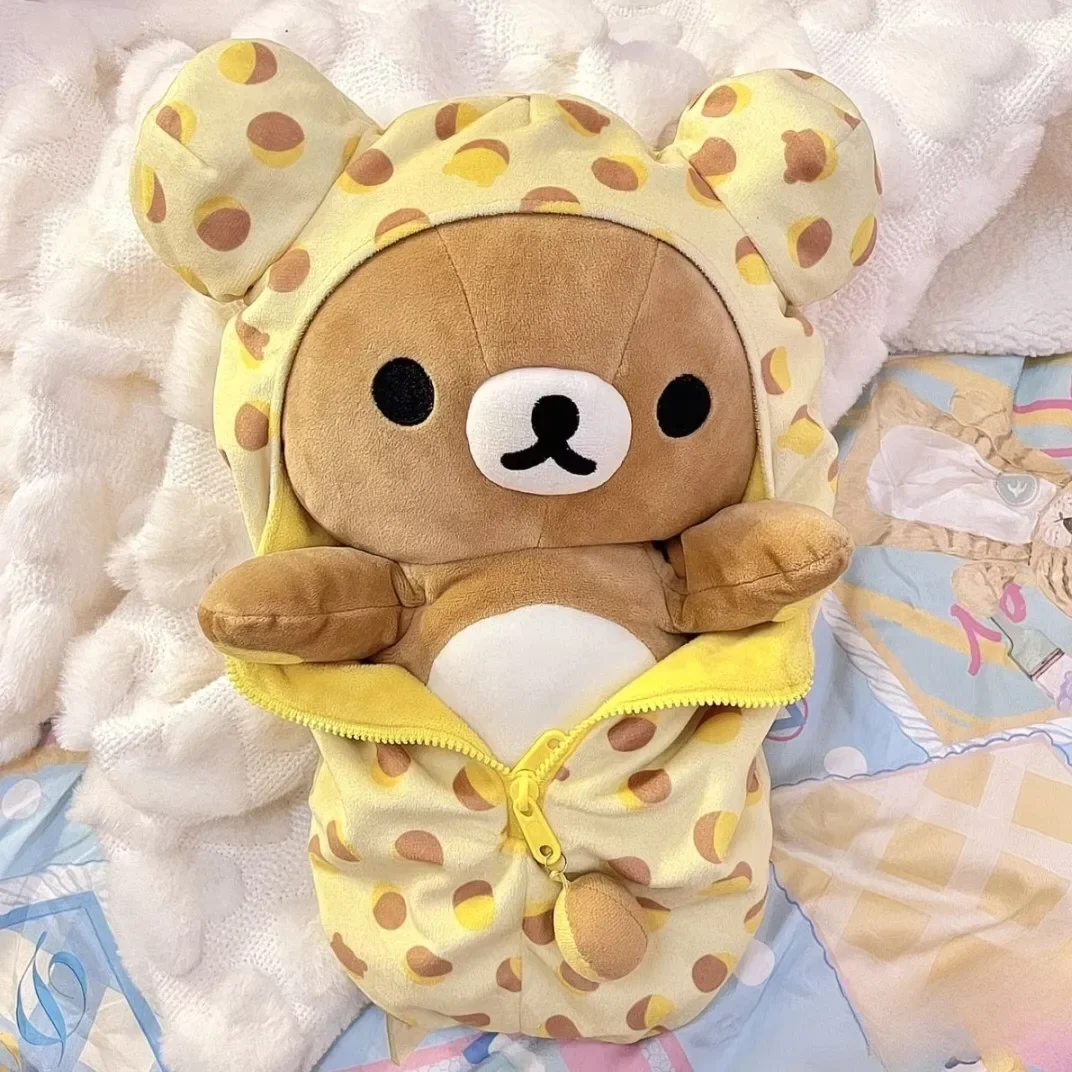 

Rilakkuma Plush Toy with Removable Sleeping Bag Kawaii Stuffed Rilakkuma Bear Doll Soft Bear Plushie for Anime Fans Gift
