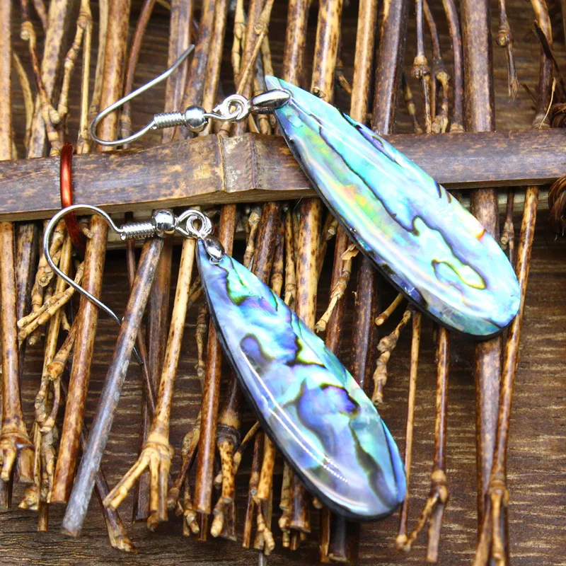 Abalone Shell Earrings For Women Natural Mother of Pearl Shell Multicolor Water Drop Dangle Hook Earring Eardrop Earbob Jewelry