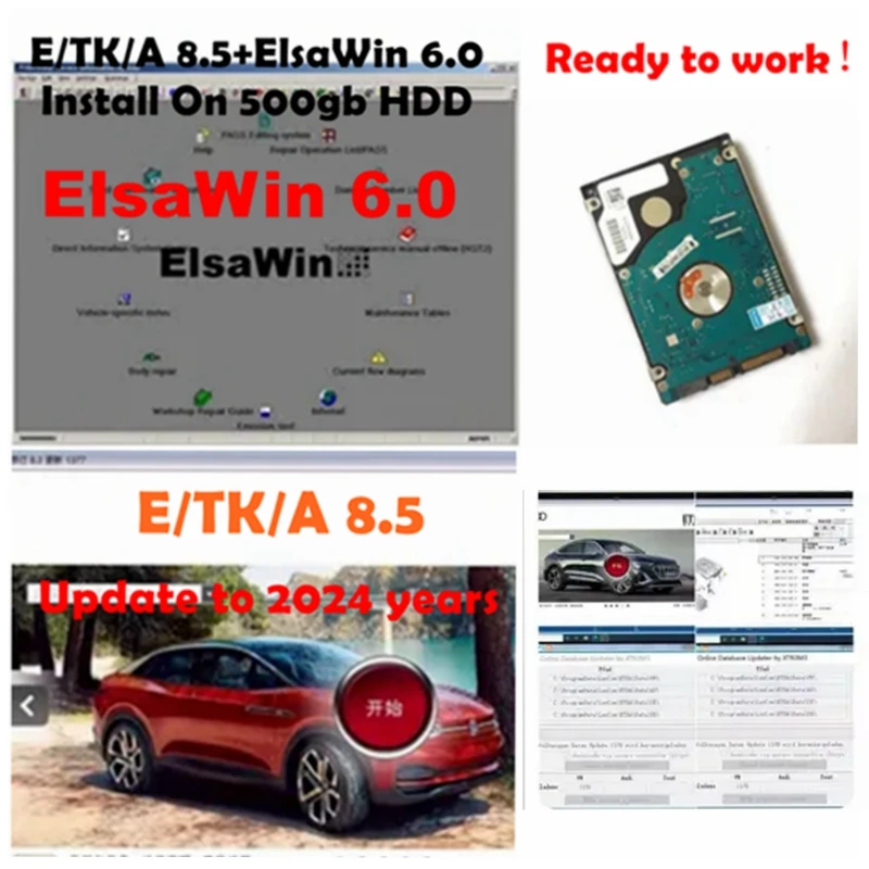 

ET/ KA 8 .5 Support Online Update Cars V/A/ G Group Vehicles Electronic Parts Catalogue ElsaWin 6.0 Install On 500gb HDD