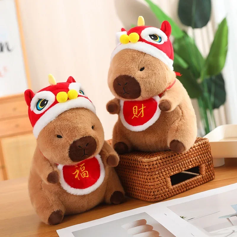 คริสต์มาส Capybara ตุ๊กตา Plush เทศกาลจําลอง Capibara Plush ของเล่นหมอนนุ่มตุ๊กตา Sleeping ของเล่นเด็กของขวัญวันเกิด