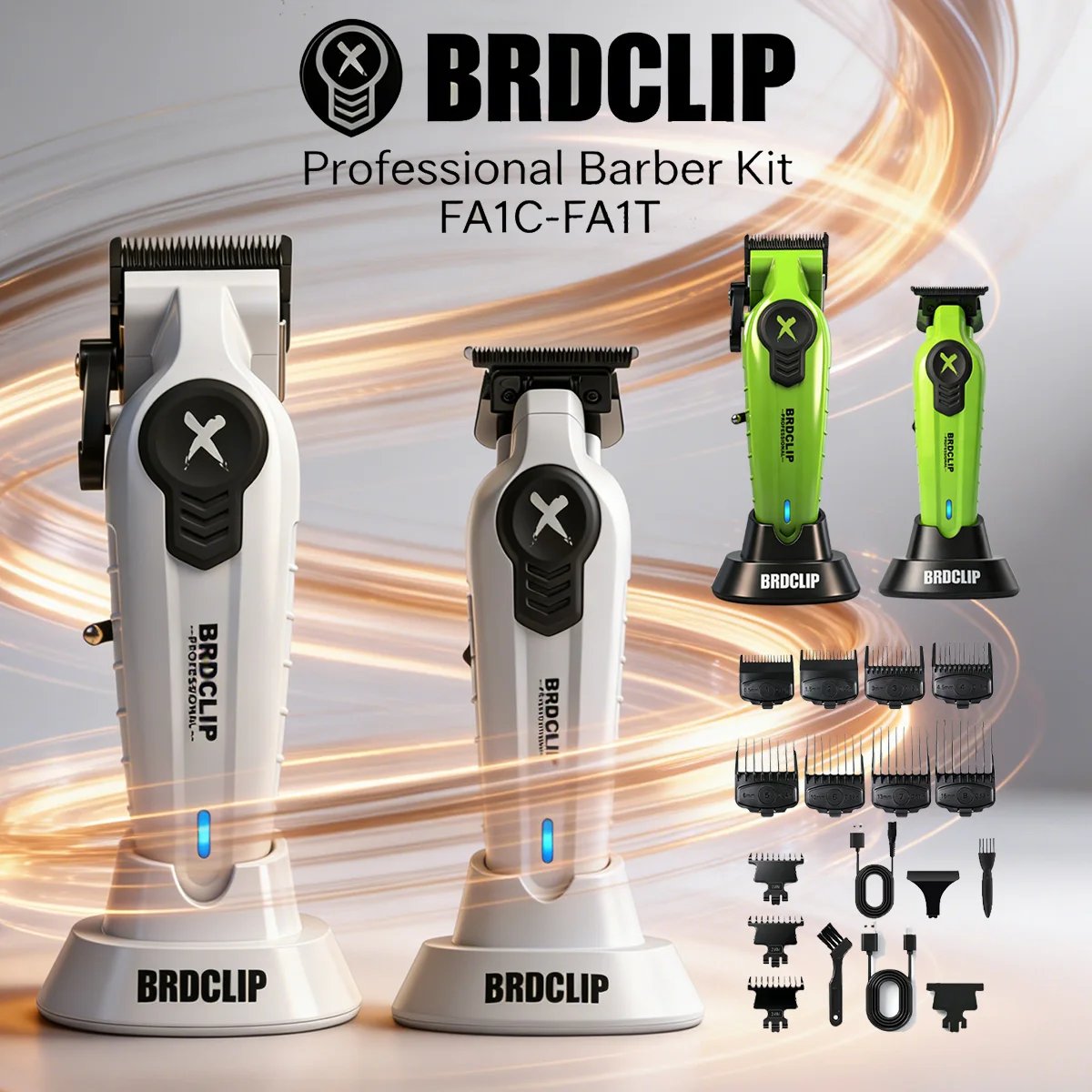プロ仕様brdclipサロンコードレスバリカン-セラミック高速カーボンブレード-ベース充電式理髪キット-ヘアトリマー