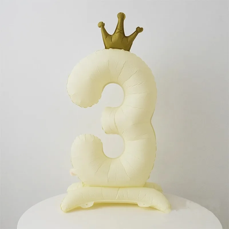 40 بوصة متجمد كريم الأبيض تاج الدائمة بالون رقمي 0-9 عدد حفلة عيد ميلاد الطفل دش زينة صور الدعائم العرض