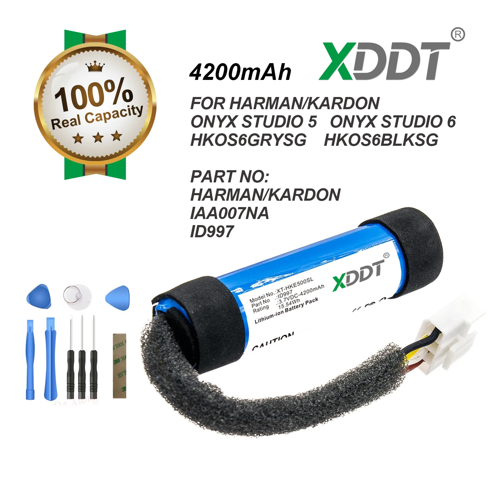 XDDT Replacement 3.70V 4200mAh Battery for Harman/Kardon HKOS6BLKSG, HKOS6GRYSG, Onyx Studio 5 Onyx Studio 6 IAA007NA, ID997