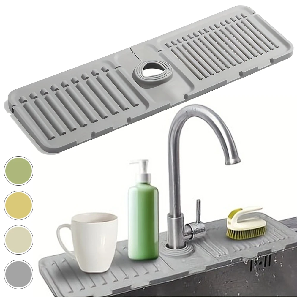

Foldable Kitchen Sink Splash Guard with 5° Slope Design Quick Drain Drain Pad Splash Catcher for Kitchen & Bathroom Countertops