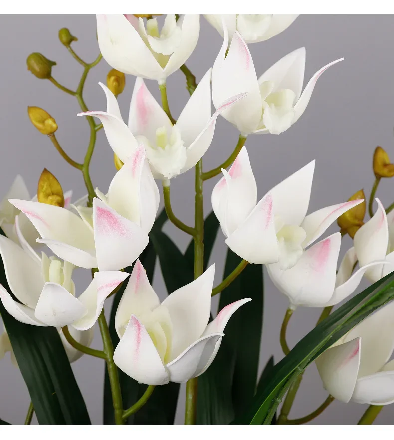 1/2 Stück Kunststoff-Schwalbenorchidee, künstliche Blumen, simulierte weiße Cymbidium-Zweige, Kunstblume, Tischdekoration für Restaurants – Detail 7