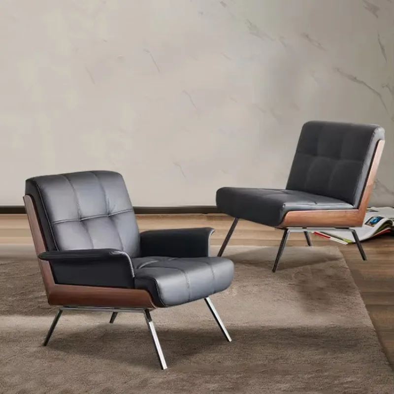 

Leather Furniture Industrial Lounge Chair Single Seat Sofa Wood Frame Fabric Interior Hotel Chair Luxury