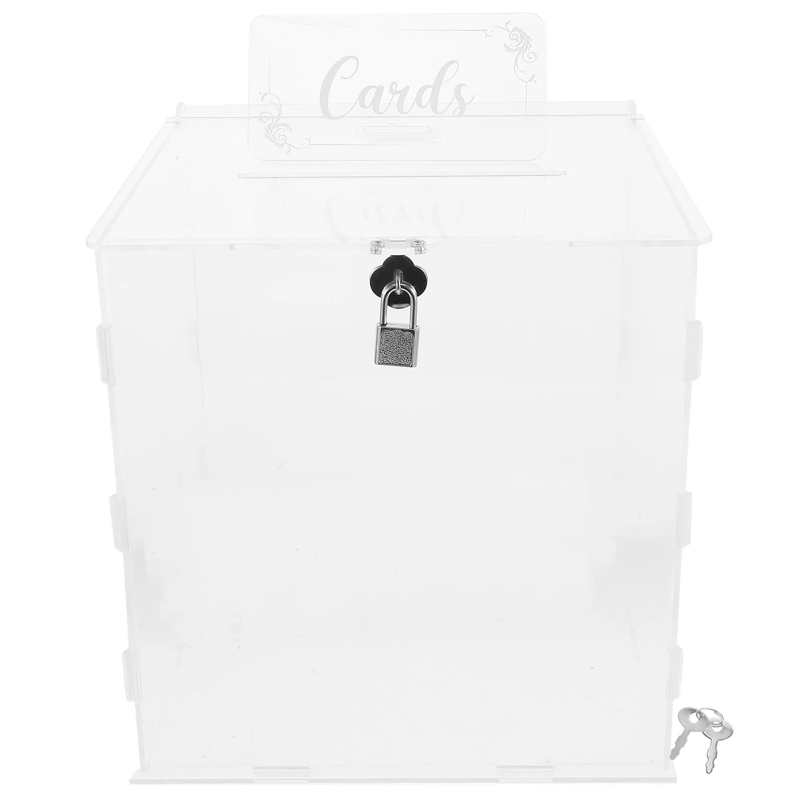 Wedding Card Box Acrylic Clear Large Storage Card Organizer with Lock for Party Bridal Shower Wedding Gift Box