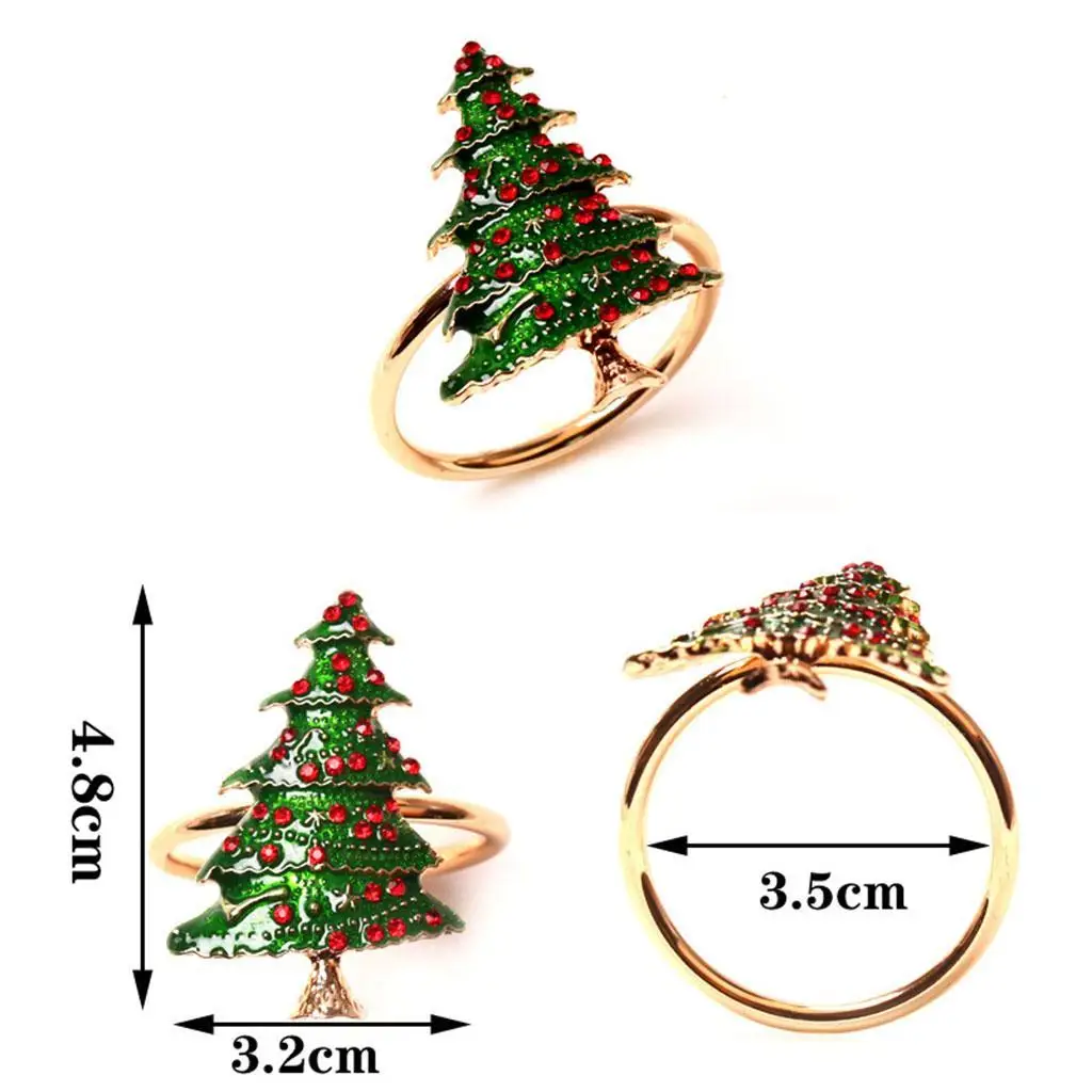8x Napkin Buckle Adornment Gift Napkin Rings Buckle Color Rhinestones Christmas