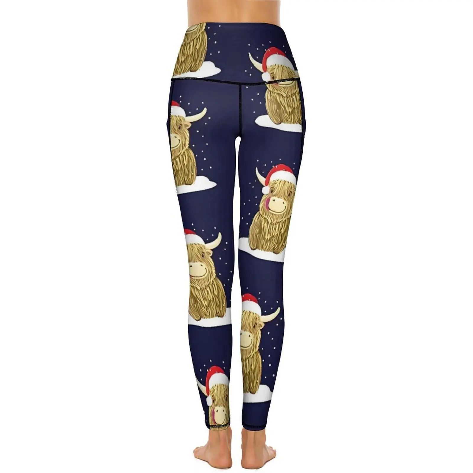 Schotse Hoogland Koe In De Kerst Sneeuwlegging Sexy Workout Gym Yoga Broek Push Up Stretch Sport Legging Elegante Leggins