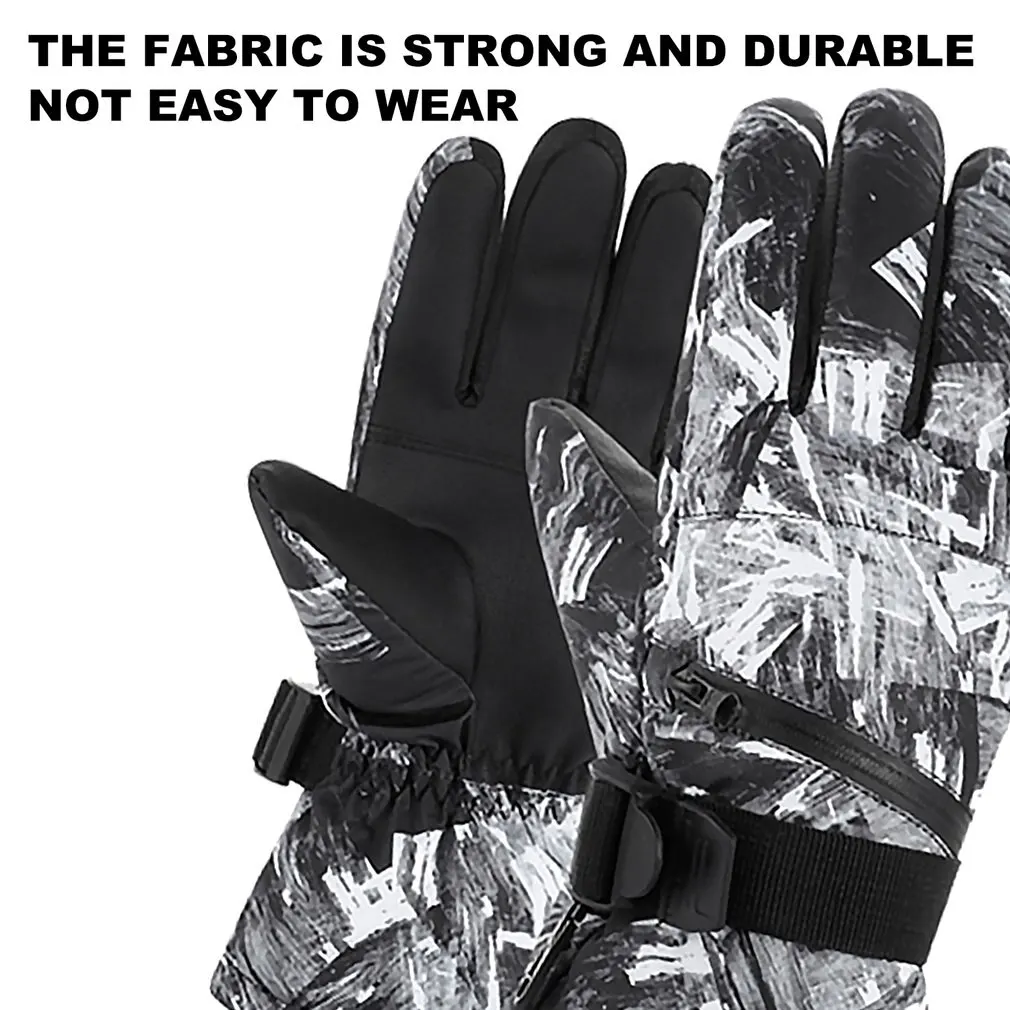 1 Pair Printed Full Finger Winter Gloves Soft Waterproof Anti-slip Skiing Gloves Touchscreen Outdoor Sports Gloves Dropshipping