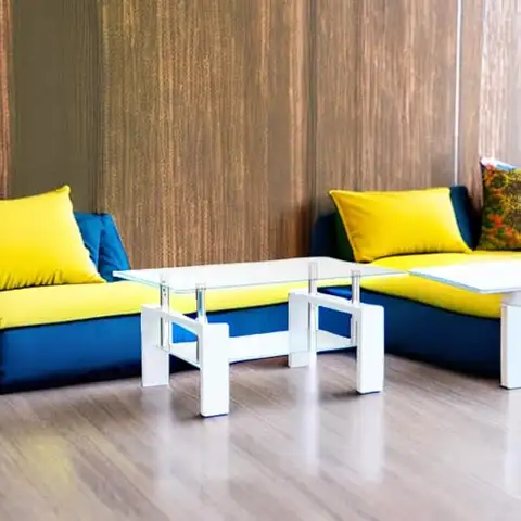 Soffbord i vardagsrummet, tebord lämpligt för väntrum, modernt sidosoffbord med träben, glasbordsskiva 10 best sales sidobord i trä - №9