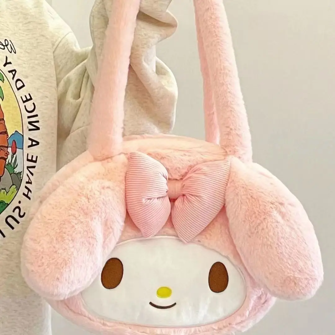 

Kawaii Sanrio Plush Cinnamoroll Melody Kuromi Tote Handbags Shoulder Bags Women Fashion Female Messenger Bag Purses Xmas Gifts