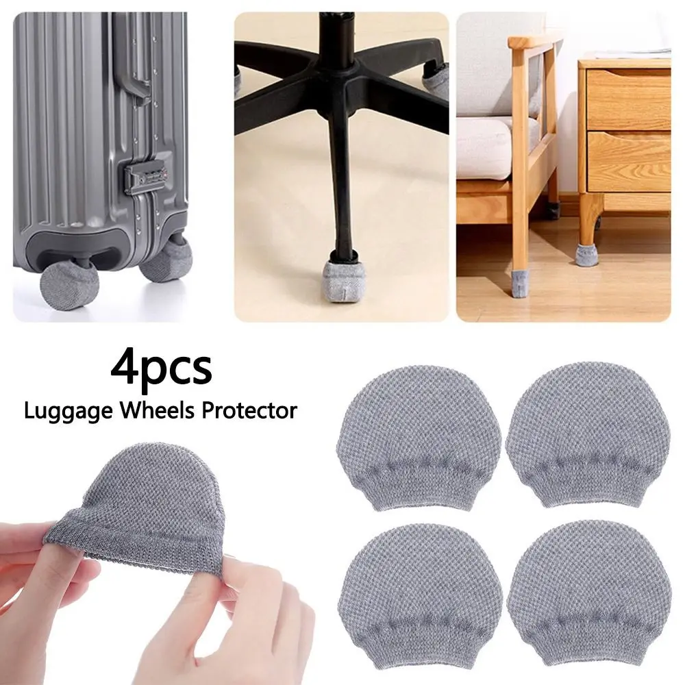 4Pcs Cloth Luggage Wheels Protector Anti-slip Elastic Suitcase Wheels Protection Cover Wear-resistant Reduce Noise