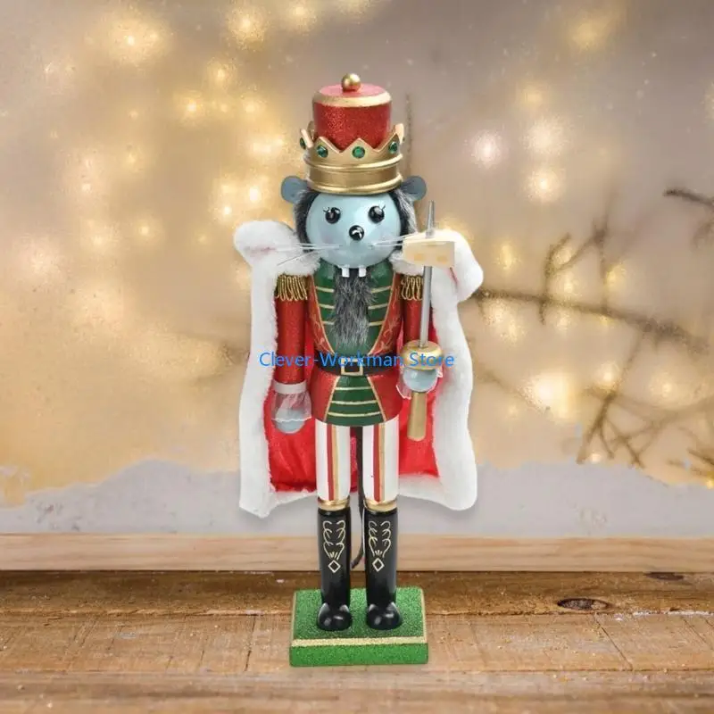 24TD عيد الميلاد الخشب كسارة البندق الماوس الملك تمثال الديكور 38 سنتيمتر عطلة زخرفة #3