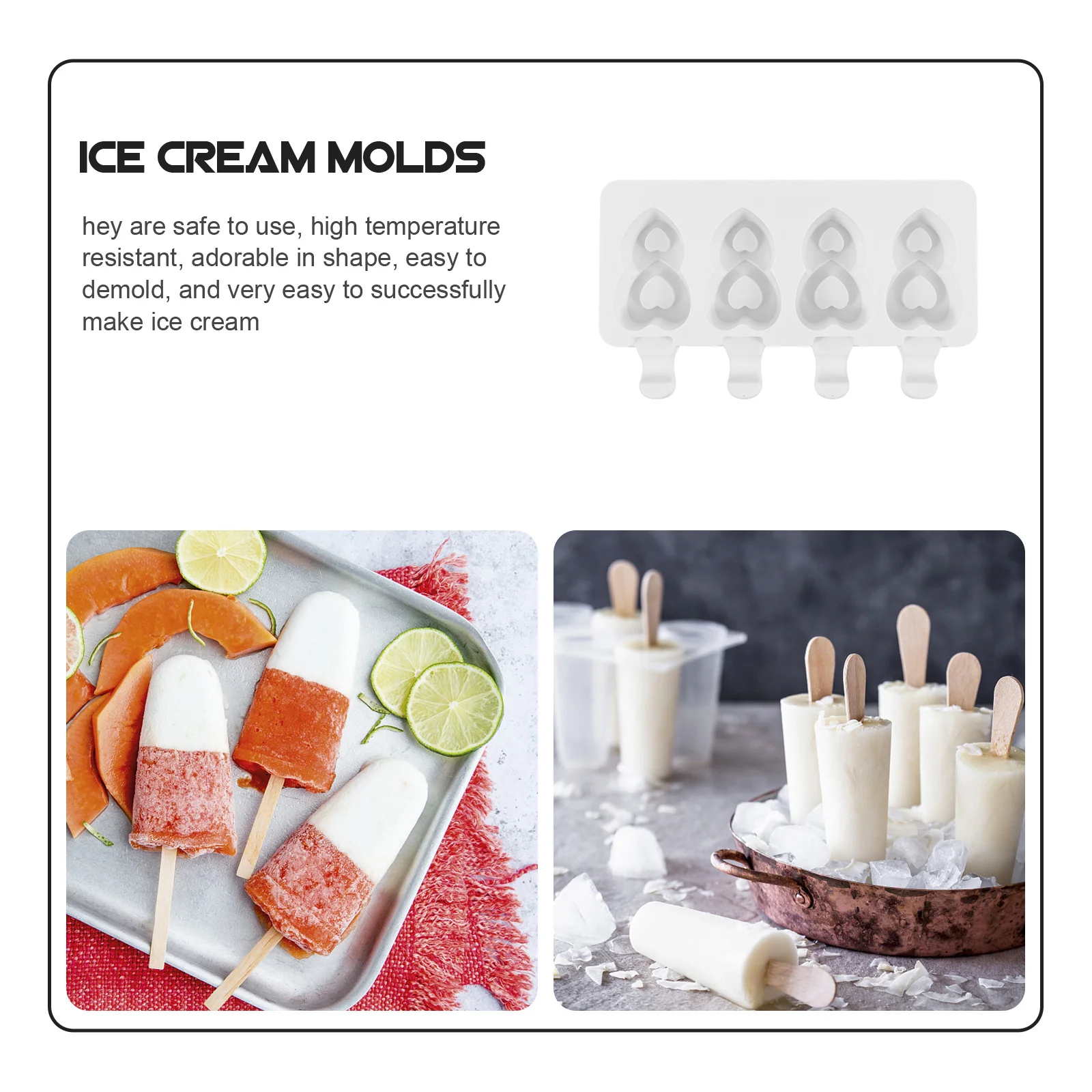 

Ice Cream Molds Popsicle Maker DIY Supplies Reusable Silicone Molds Easy Demold Creative Design 1Set Family Fun