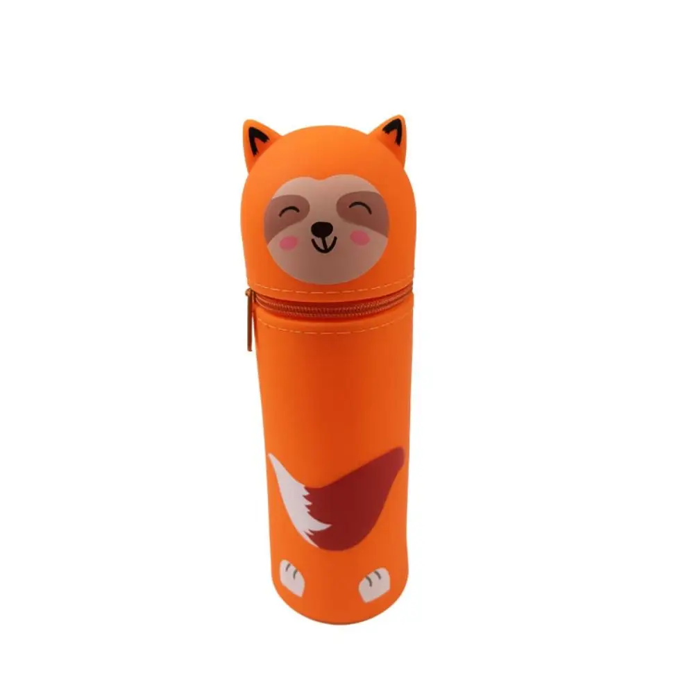 1pc Foldable Pencil Case Silicone Dirt Resistant Pen Container Rabbit Shark Animal Shape Stationery Organizer for Students